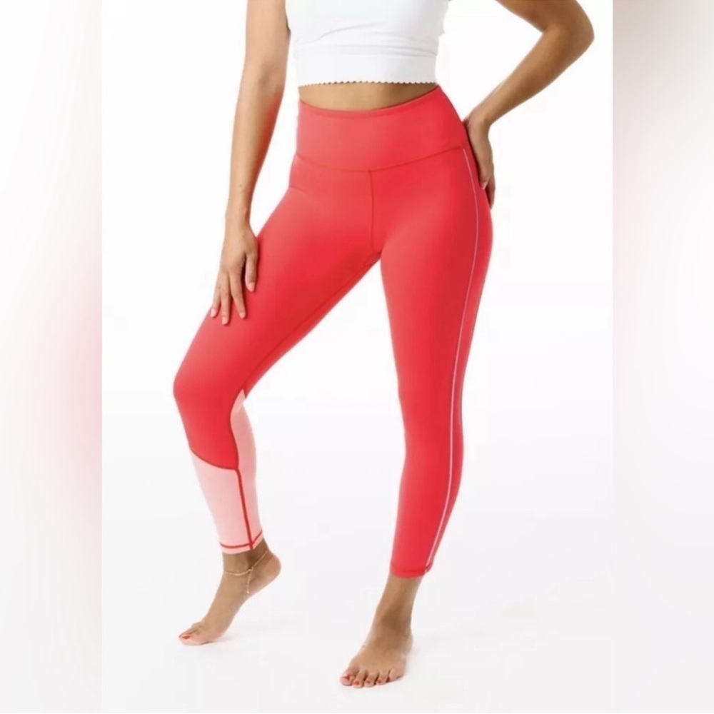 ZYIA Vibrant Red and Pink Leggings Popsicle 6-8 workout pants ankle gym bottom